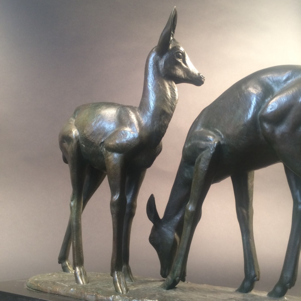 Irénée Rochard ( 19061984 ) "Deux Faons" Sculpture Art Déco en bronze