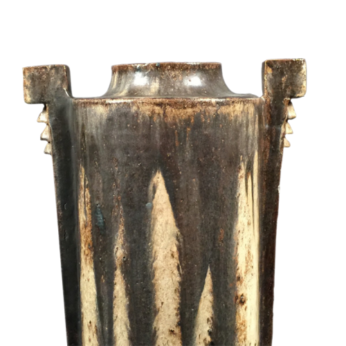 Edgard Aubry - Important Earthware Sandstone Art Deco Vase, Unique Piece, ca 1925