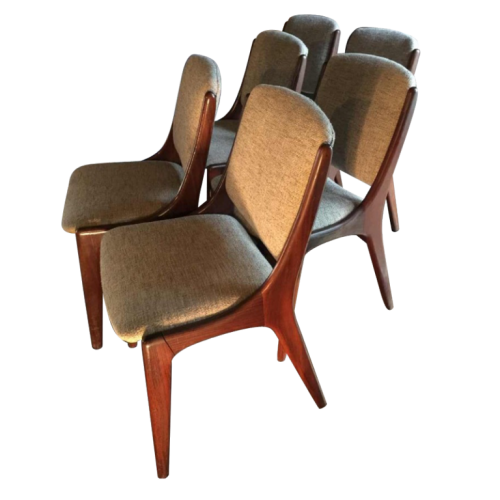 Mahjongg Vlaardingen Holland, Set of 6 Scandinavian Teak Design chairs, 1965