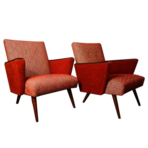 Paire de fauteuils Design entrièrement restaurés et regarnis, circa 1950 / 60