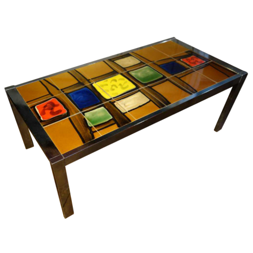 coffee table ceramic / metal chrome Design Style Belarti, circa 1960