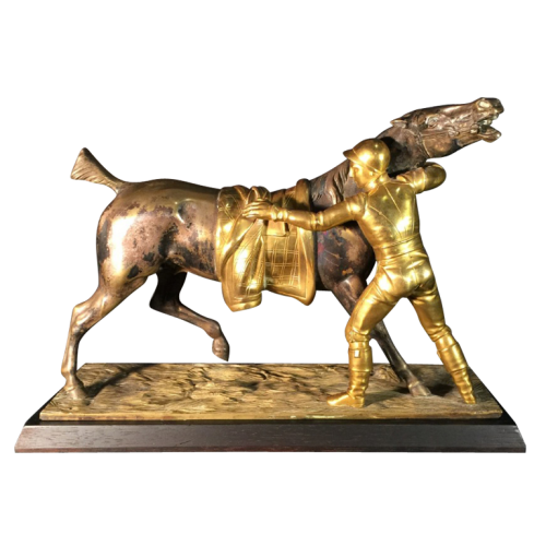 J-F Théodore Gechter (attribué à), Sculpture en bronze "Jockey et cheval" - 1840