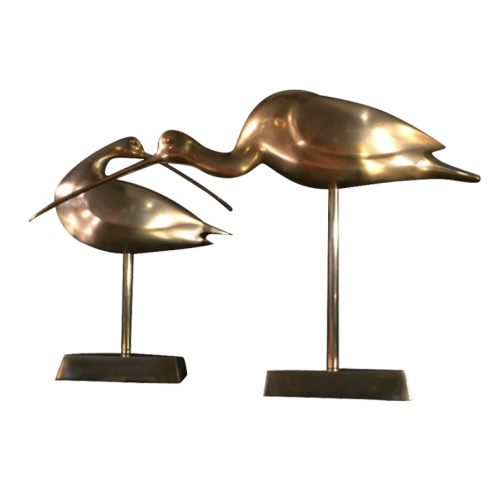 Set of 2 birds wading brass "ibis" vintage, circa 1970