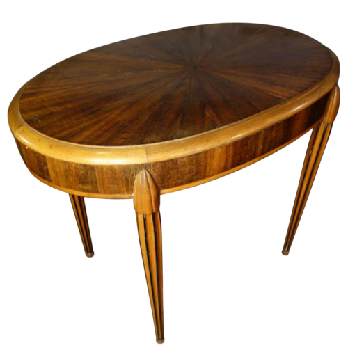 Table d'appoint ovale Art Déco marquetée en étoile, Style Sue & Mare, circa 1920