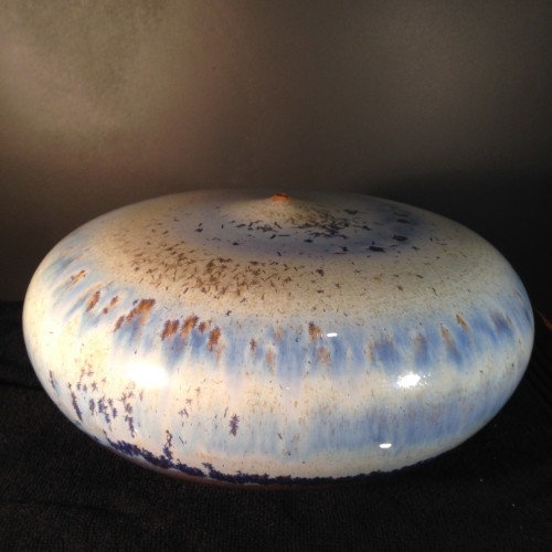 Antonio Lampecco, grand vase en céramique, forme boule plate, circa 1970