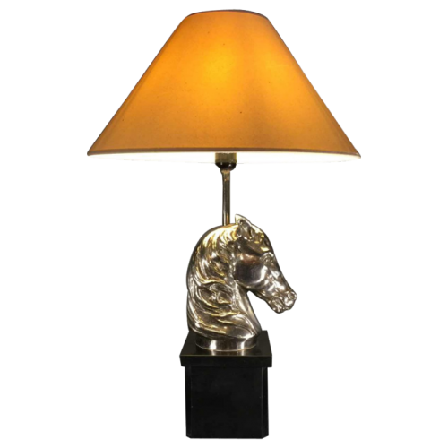Maison Jansen (attributed to), large table lamp " Horse " nickel silver (bronze), circa 1970