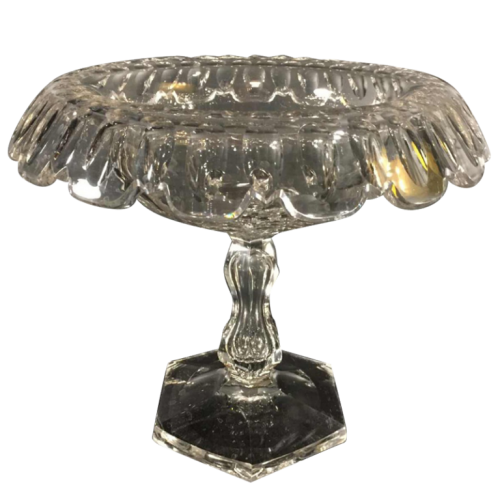 Val Saint Lambert, grand centre de table / coupe à fruits, cristal taillé, 1880