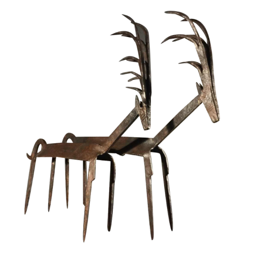 Bamana Bambara Mali " couple antelopes " wrought iron metal sculpture, Early 20th century