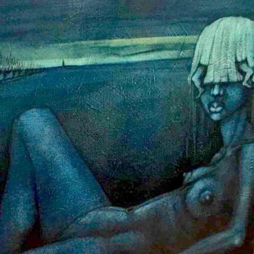 Johan Nyssen, Femme nue, huile sur toile expressionniste, signée et datée 1980