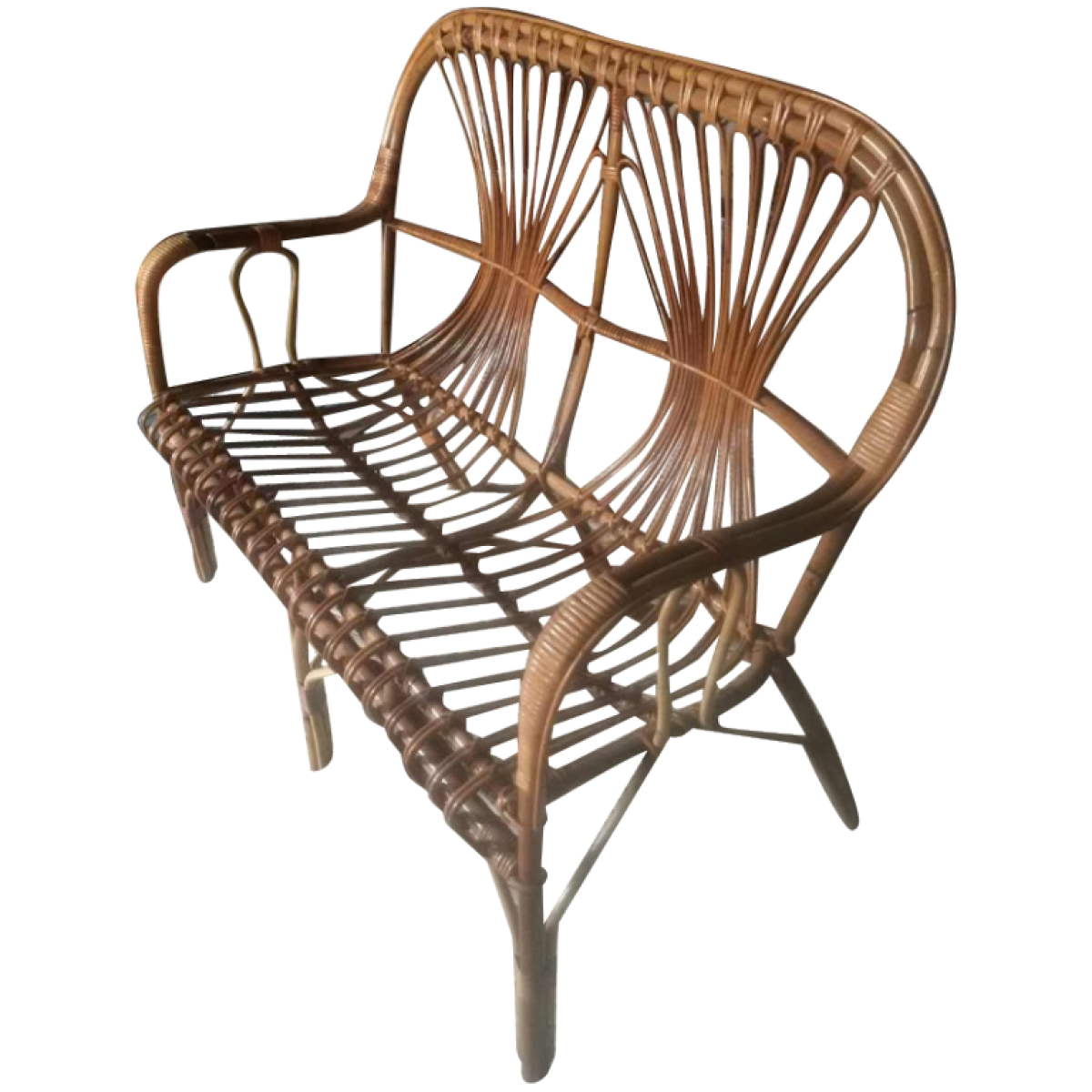 rattan two seater bench