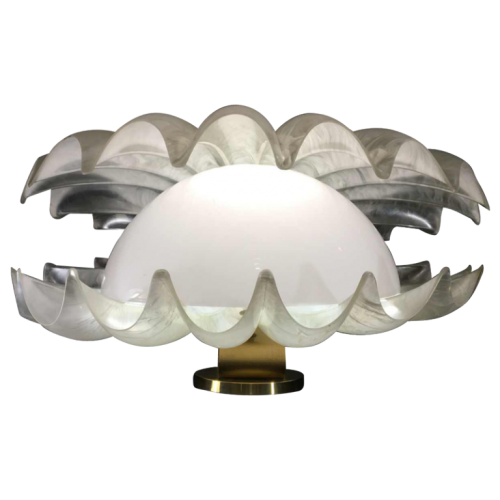 Liane Rougier, Rare Large Shell Lamp in Mother of Pearl Methacrylate, Hollywood Regency Style, 1970