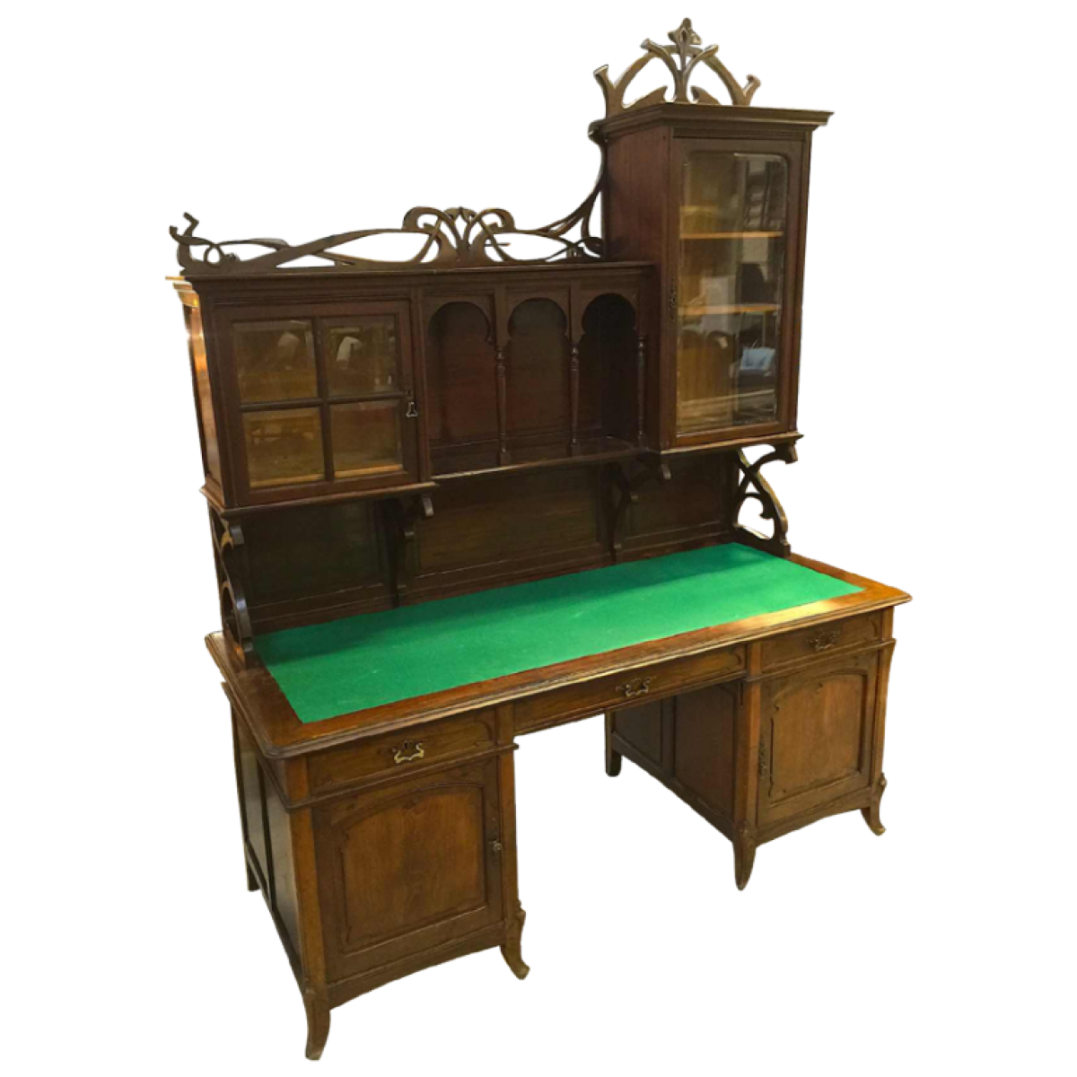 Belgian Art Nouveau Desk In Mahogany Secretary Library Paul