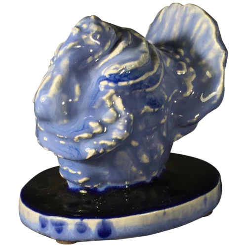 Domien Ingels for CERAMAES, Art Deco animal sculpture, blue turkey, 1930