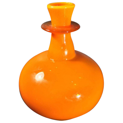 Erik Hoglund pour Kosta Boda, vase verre soufflé orange, numéroté H 1653/200