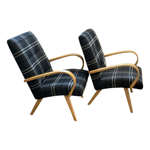 Jaroslav Smidek for THONET "Model 53", Refurbished Pair of Armchairs "EXPO 58", 1950/60