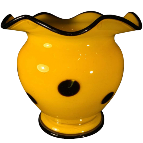 LOETZ, vase Bohème "TANGO" en verre soufflé jaune noir, dans le goût de Michael Powolny, circa 1930