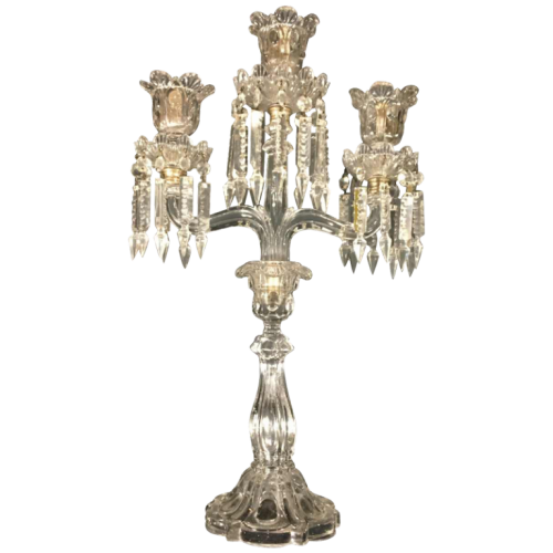 Candélabre Cristal de Baccarat à 3 bras de lumière, 20ème siècle