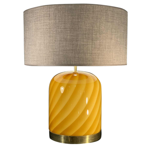 TOMMASO BARBI pour MURANO, Lampe à poser en verre et laiton, circa 1970