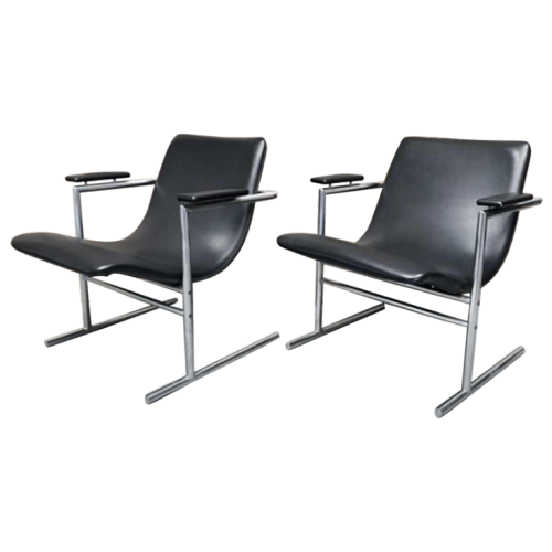 RUDI VERELST "OSLO" for NOVALUX, Pair of chromed metal armchairs, ca 1970