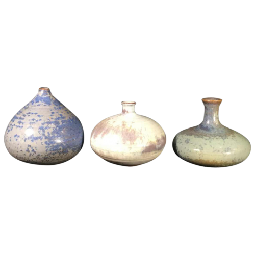 ANTONIO LAMPECCO, Serie of 3 small ceramic vases, circa 1970