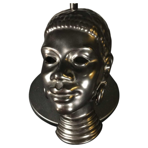 VILLEROY & BOCH LUXEMBOURG, sculpture Masque femme africaine en céramique, 1940s