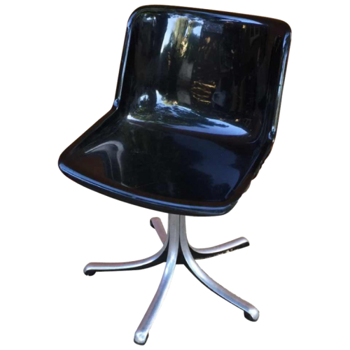 OSVALDO BORSANI for TECNO "Modus Office" Black Swivel Office Chair, Cast Aluminium & acrylic, 1979