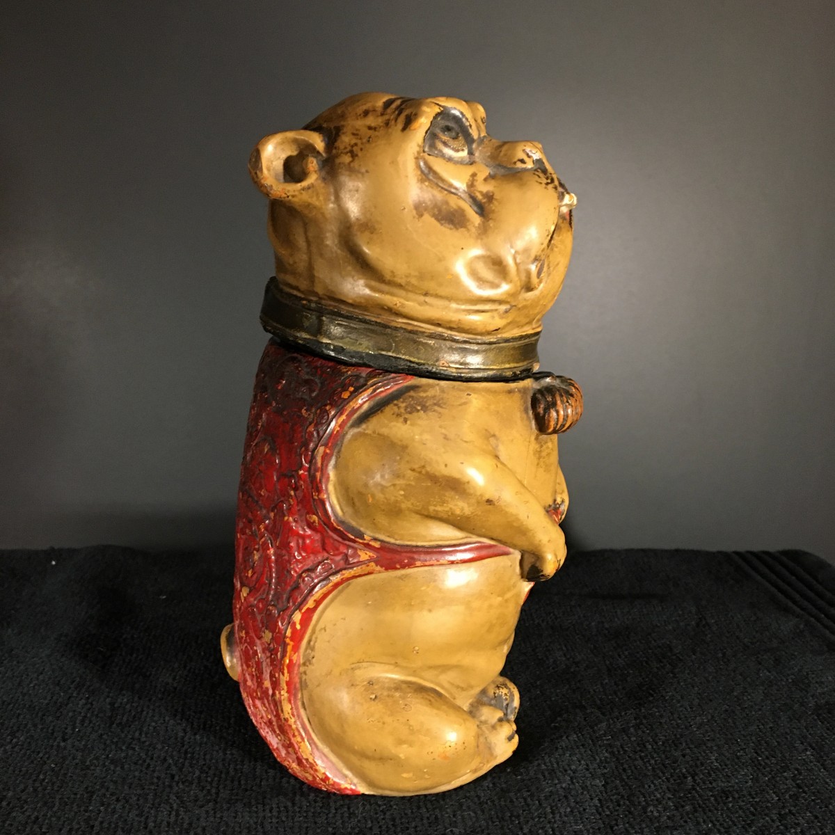 BERNARD BLOCH ( Austria ), Dog Bulldog Terracotta Animal Zoomorphic Tobacco  Container, 19th century