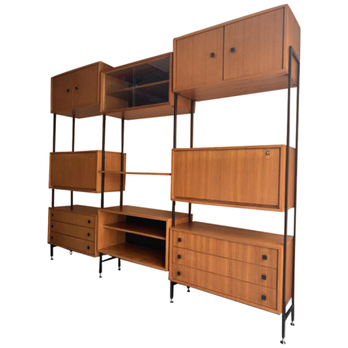 MDK Teak Wall Unit, Large Vintage Modular Shelf, Scandinavian Type 1960s