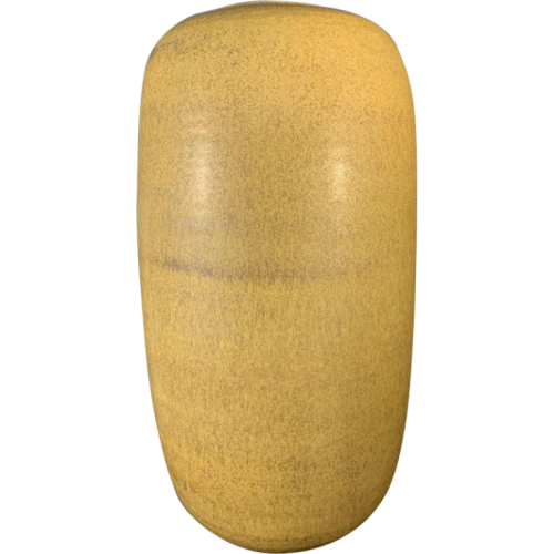 ANTONIO LAMPECCO, Grand Vase Ovoïde OBUS (41 cm), Brun / Jaune en Céramique, 1970s