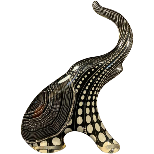 ABRAHAM PALATNIK ' Eléphant ', Sculpture Animalière Cinétique, résine Lucite 60s