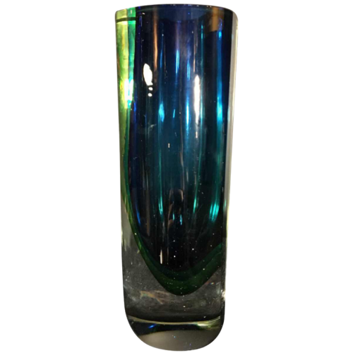 FLAVIO POLI for Murano, SOMMERSO multi-layer glass vase, blue green, ca 1960