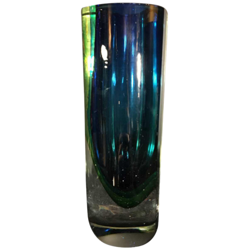 FLAVIO POLI pour Murano, Vase verre SOMMERSO multicouche, bleu vert, ca 1960