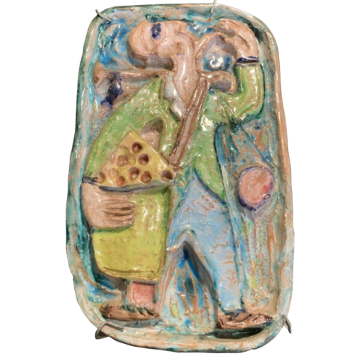 GIOVANNI DE SIMONE " Orange Seller " Early Abstract Fauvist Sicilian Italian Pottery 1960s