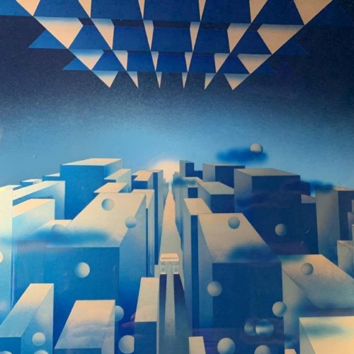 Early PATRICE PLACEMAN " PARIS " Op'Art Painting Eglomisé - Plexiglass Air-Brush Futuristic Surrealist, 1975