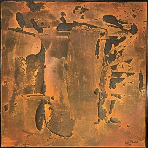 LOUIS-MARIE LONDOT "Matière Rouille" 1962, Tableau abstrait à concertions