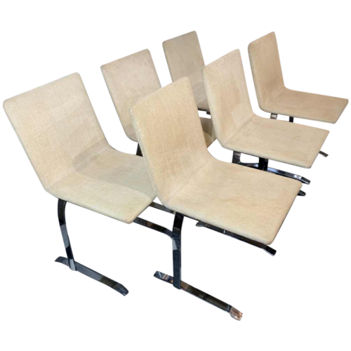 GIOVANNI OFFREDI Saporiti Italia 1970s, Set of 6 Modernist Design Dining Chairs