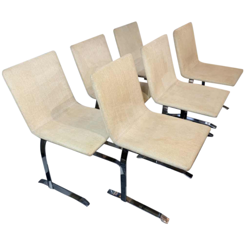 GIOVANNI OFFREDI Saporiti Italia 1970s, Série de 6 Chaises Design italien Moderniste