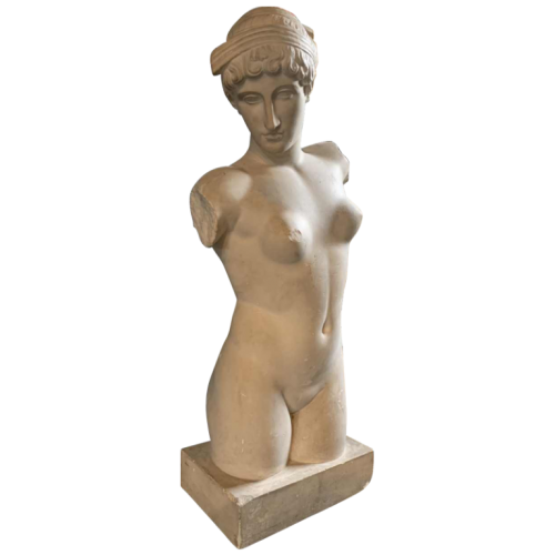 Vénus de l'Esquilin, Grande Sculpture 88cm, Plâtre d'Aphrodite Femme Nue, 1940s