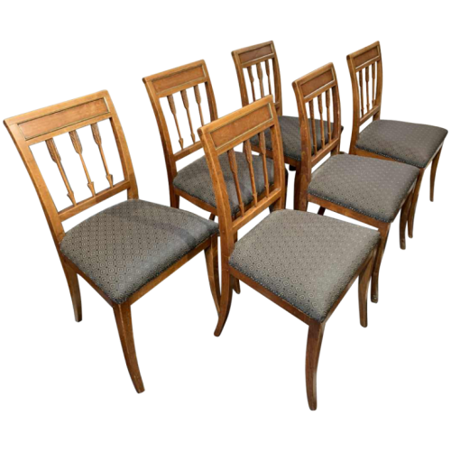 Series of 6 Etruscan Directoire d'Epoque chairs, mahogany, Georges Jacob Style, ca 1800