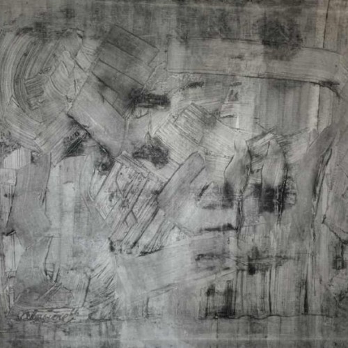 ANDRE LAPIERE 1966 ' Brume Mosane ' Grand Tableau Abstrait, huile sur toile