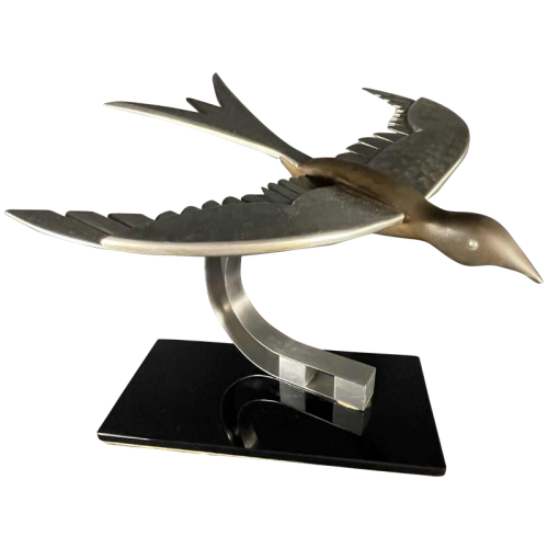 Sculpture Animalière Art Déco " Oiseau " Aluminium / Acier / Bronze, ca 1930s