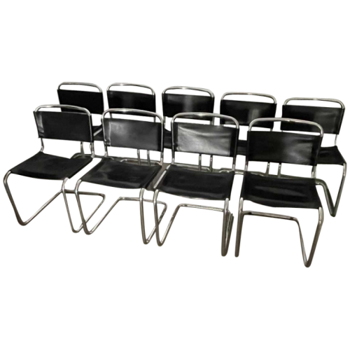 Série de 10 Chaises Modernistes, Design 1970s, dans le goût du modèle B33 de Marcel Breuer