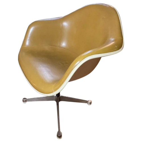 CHARLES RAY EAMES pour HERMAN MILLER, Fauteuil DAT Blanc Pivotant Fibre Verre, Edition Vintage 1960s