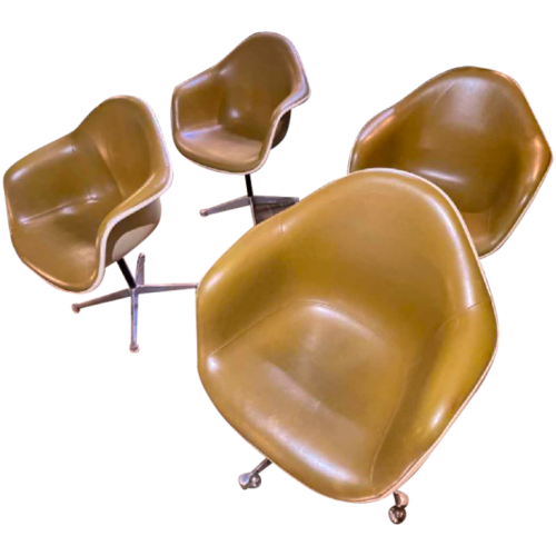 Charles Ray Eames & Herman Miller, Set of 4 Vintage DAT Swivel Armchairs, Fiberglass Polyester, 1st edition 1960s