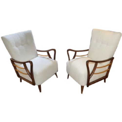 Pair of Fully Restored Vintage Armchairs, Unknown Designer, ca 1950