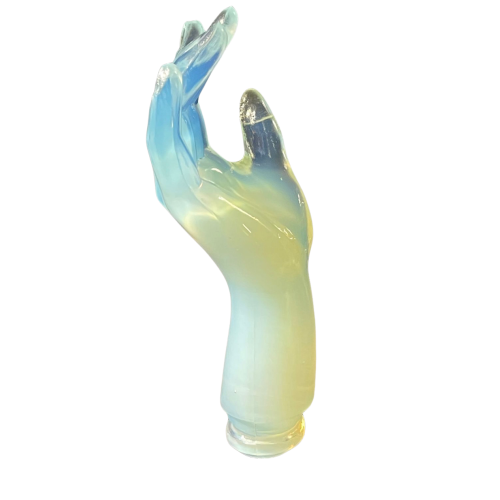 SABINO FRANCE, " Hand " Sculptures Art Deco Pressed Molded Opalescent Glass 1930