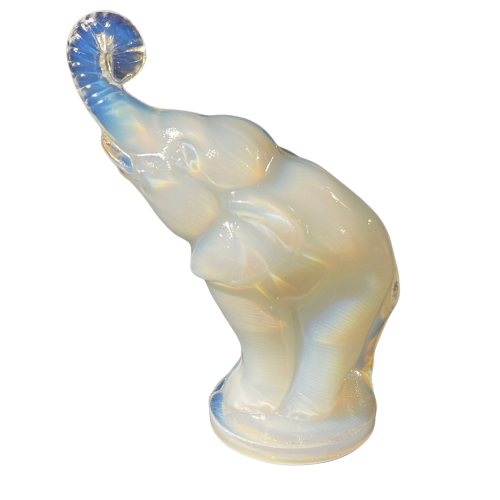 SABINO FRANCE, Art Deco "Elephant" Sculpture, Pressed Molded Opalescent Glass