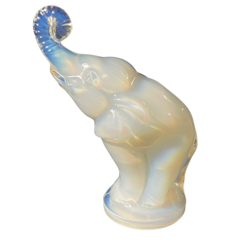 SABINO FRANCE, Sculpture "Eléphant " Art Déco, Verre Opalescent Pressé Moulé