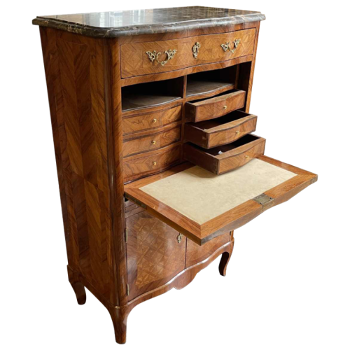 Lady's writing inlaid incurved desk with flap, Napoleon III period, 19th century