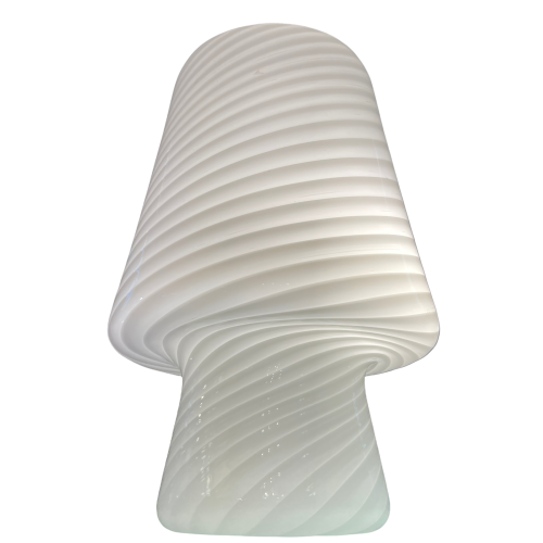 Venini Murano, Lampe de table "champignon" en verre torsade opalin, ca 1970